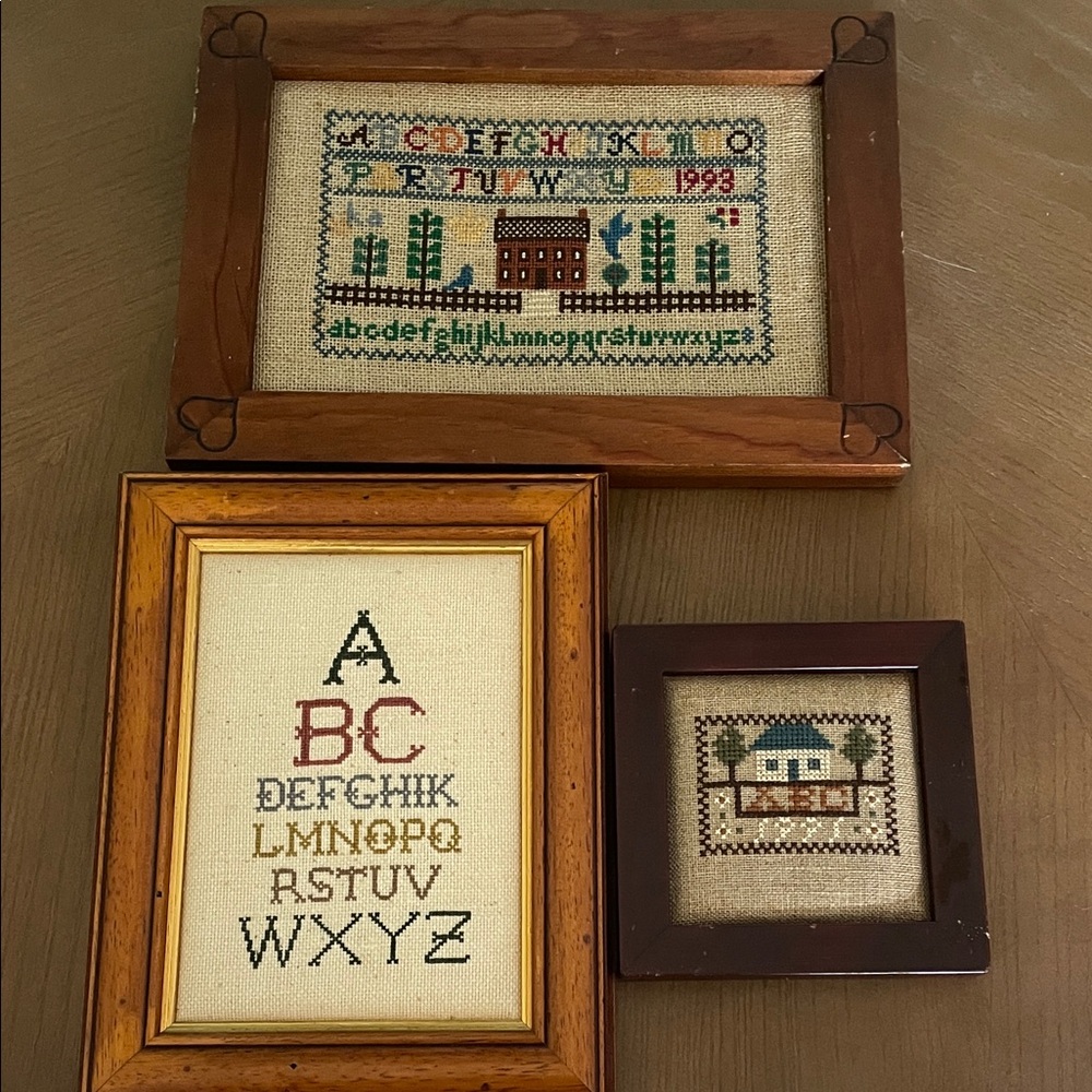 Framed Cross Stitch Alphabet Art Set